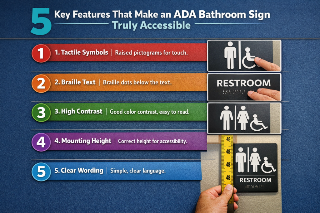 5 Key Features That Make an ADA Bathroom Sign Truly Accessible