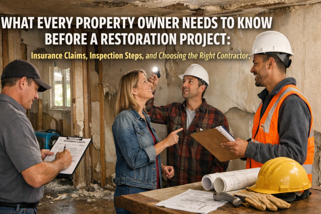 What Every Property Owner Needs to Know Before a Restoration Project: Insurance Claims, Inspection Steps, and Choosing the Right Contractor