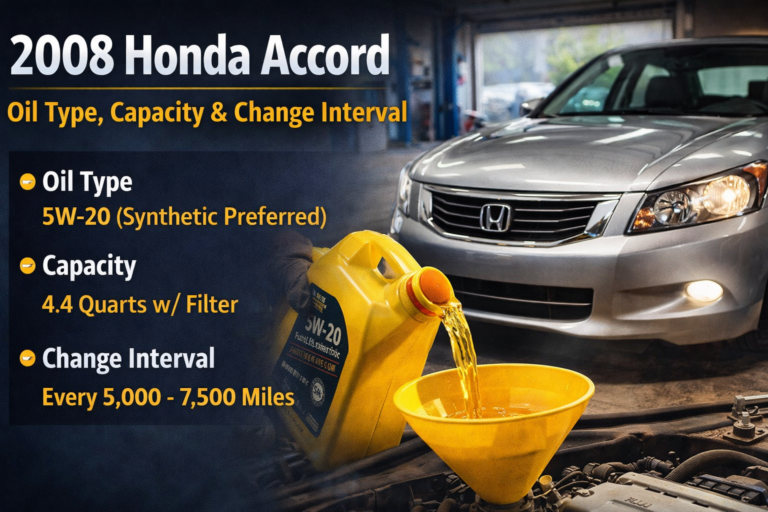  2008 Honda Accord Oil Type, Capacity & Change Interval